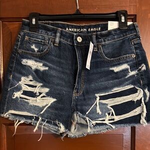 American Eagle Outfitters Blue Distressed Jean Shorts